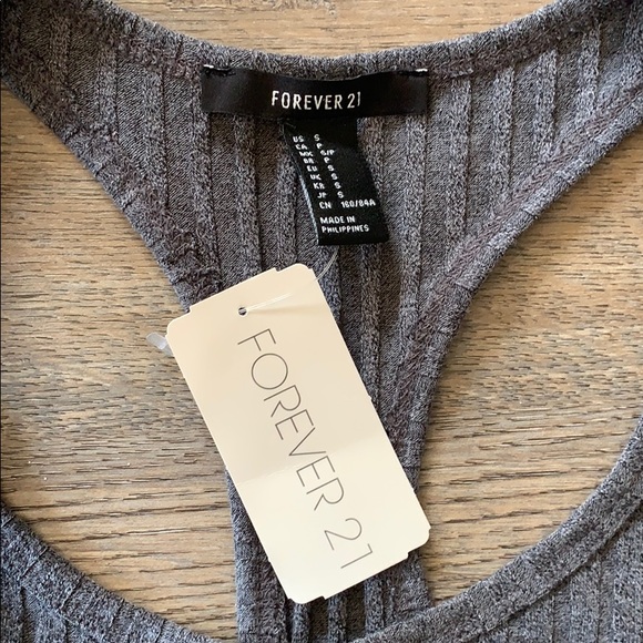 Forever 21 Charcoal Gray Ribbed Crop Top - Small - Picture 2 of 4